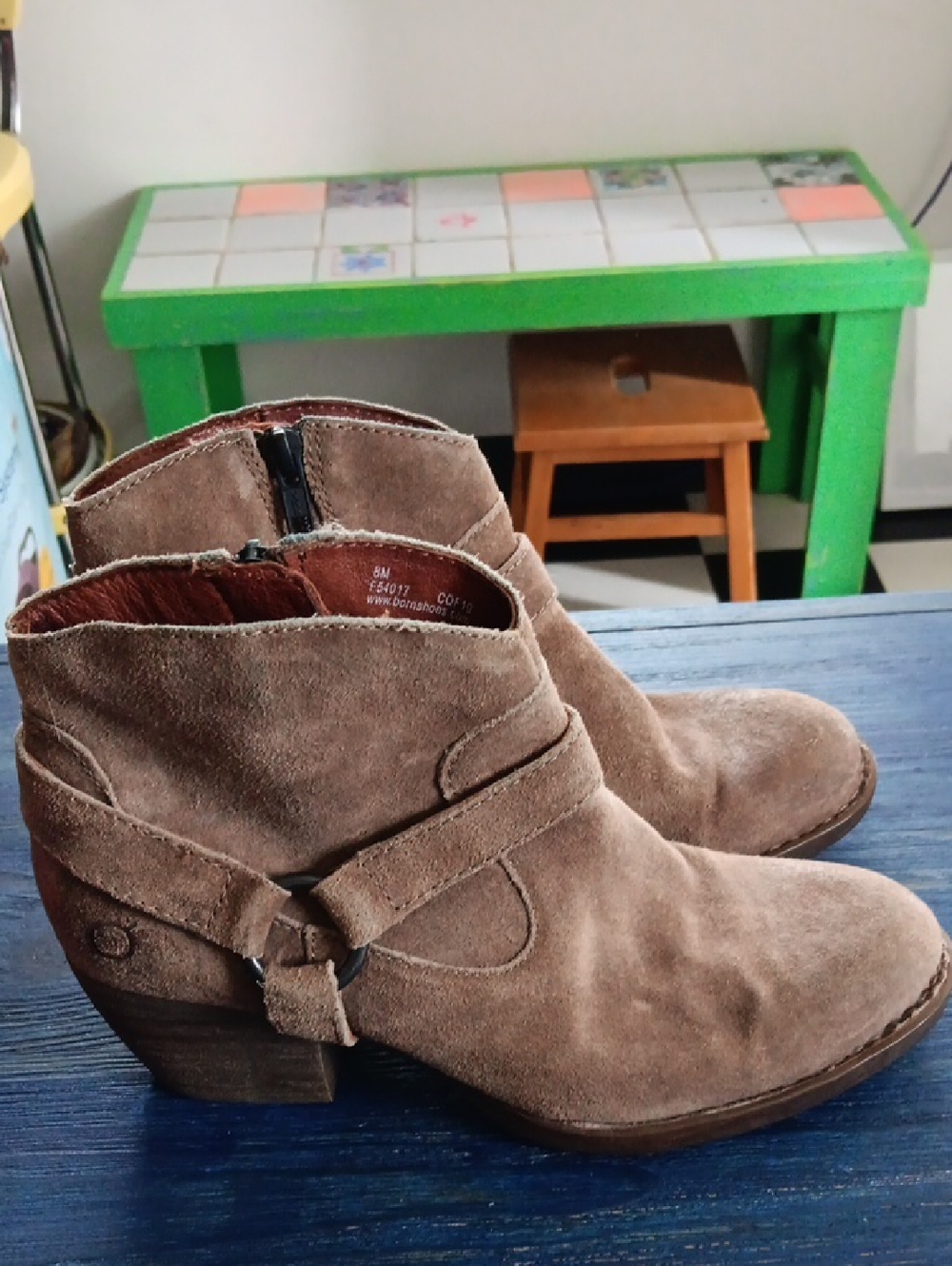 Born Carmel Harness Booties Size 8
